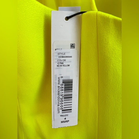 NWT Alice and Olivia Neon Yellow Dress - Picture 4 of 5